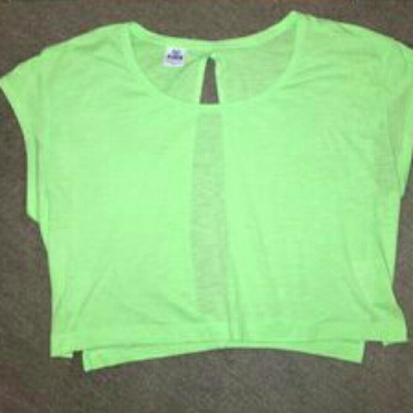 PINK VICTORIA SECRET NEON CROP TEE OVERSIZED EUC - Picture 3 of 5